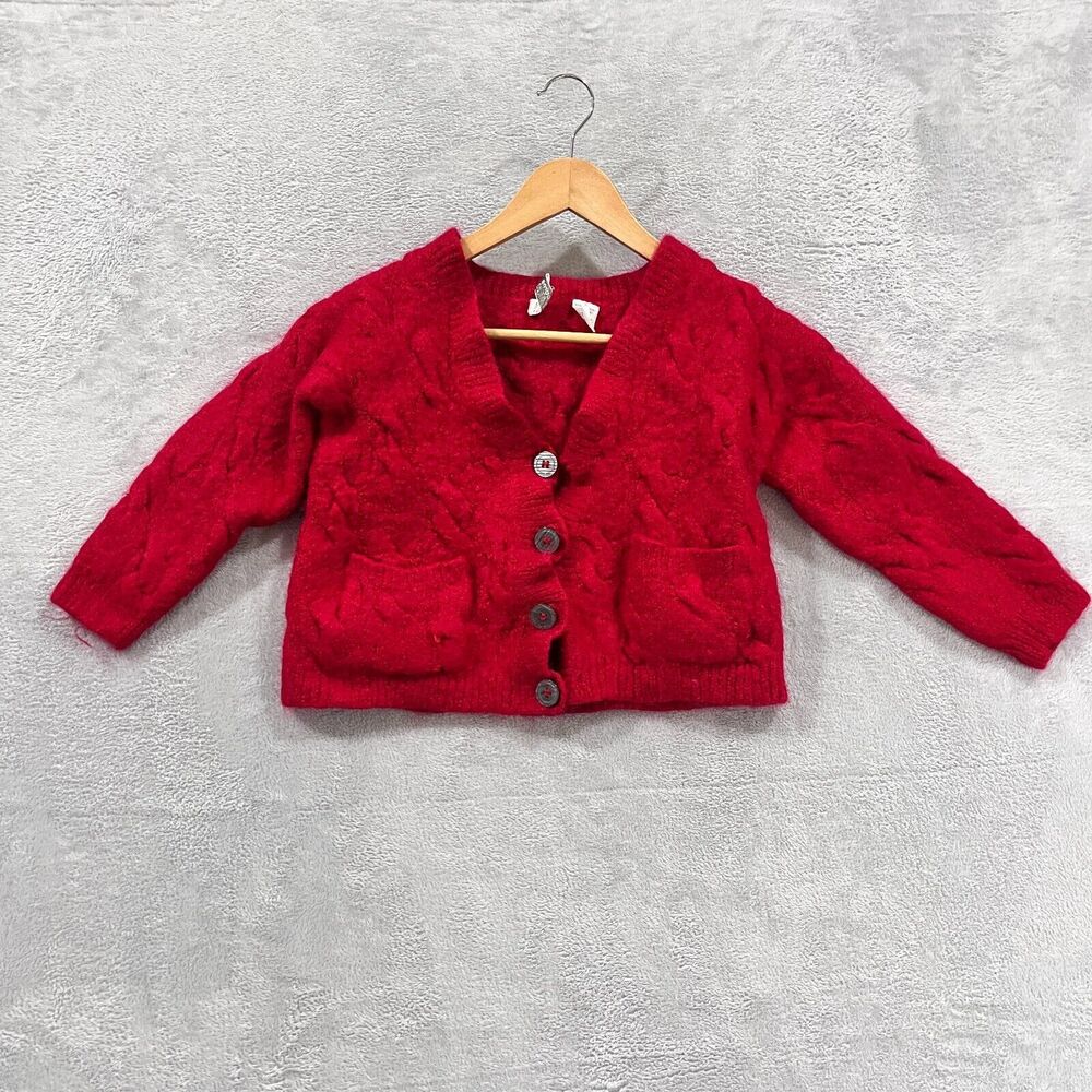 Liz Claiborne Sweater Womens XS?‎ Mohair  Blend Cardigan Grandma Red Short